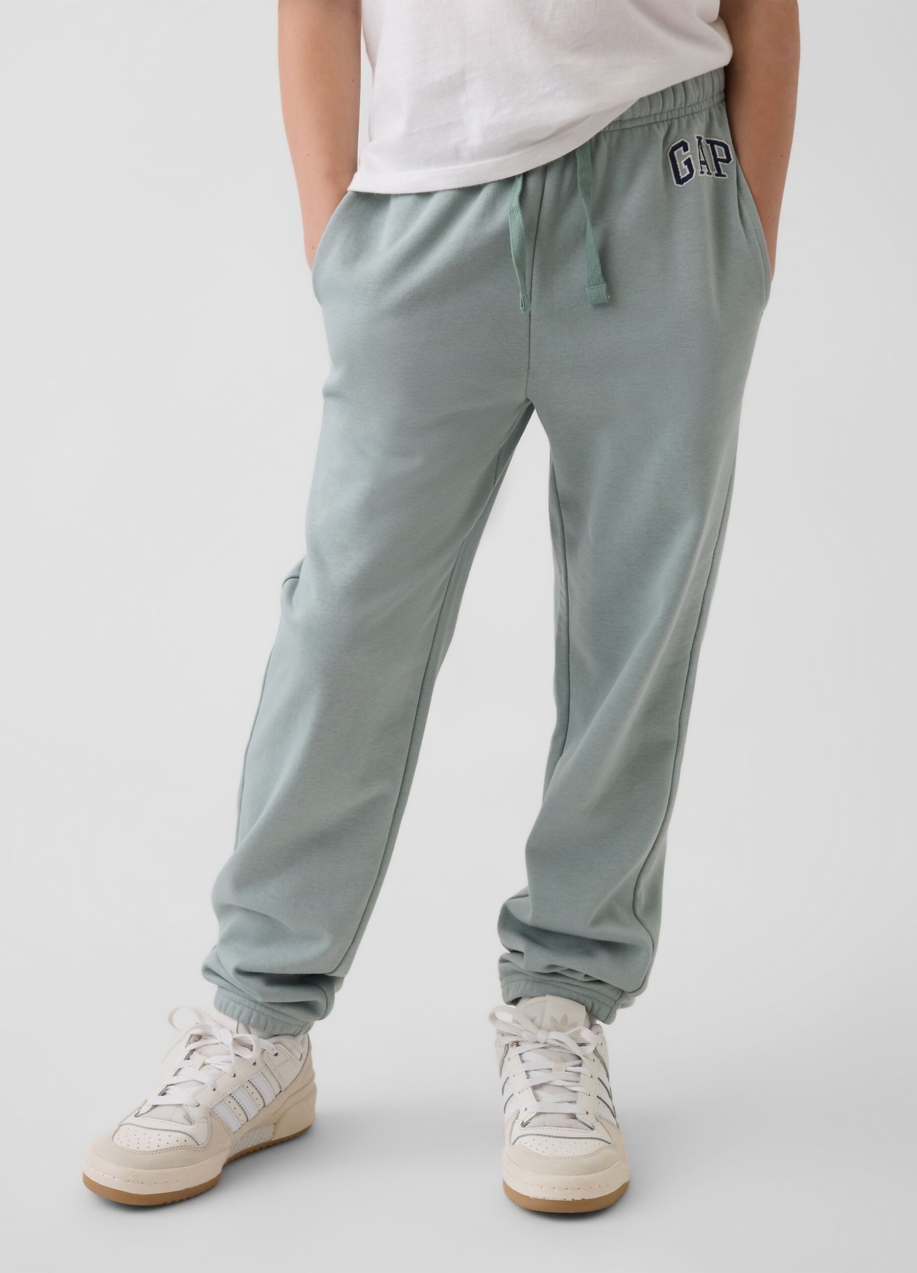 Boys' Green Cotton Blend Jogger Trousers Regular Fit