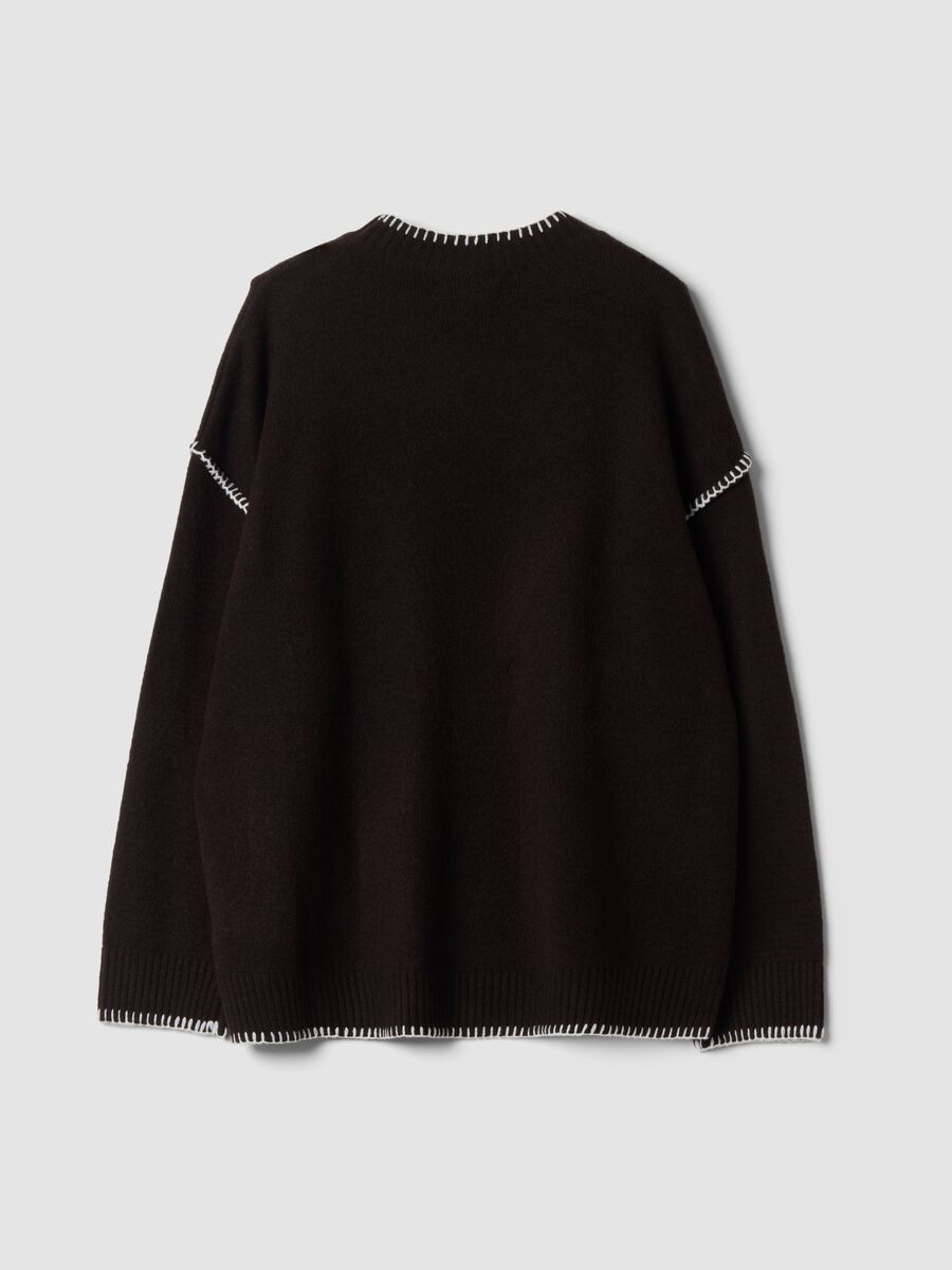 Brown stretch wool jumper with exposed seams, oversized fit_2