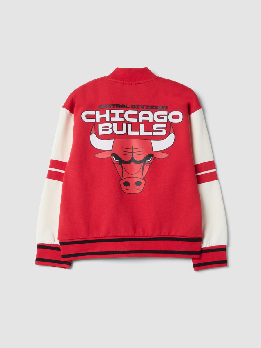 White 100% cotton oversized Chicago Bulls print sweatshirt_1