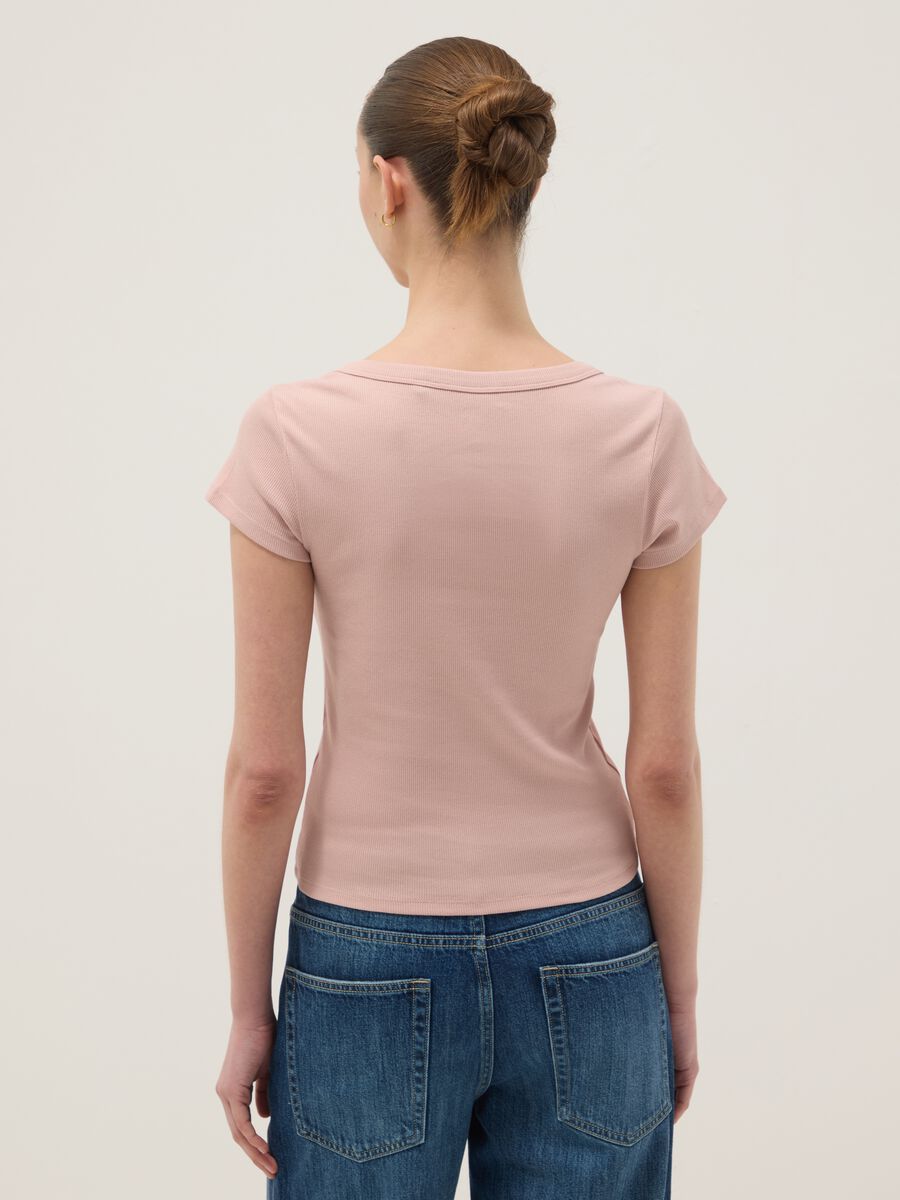 Fitted short-sleeve stretch cotton pink t-shirt_3