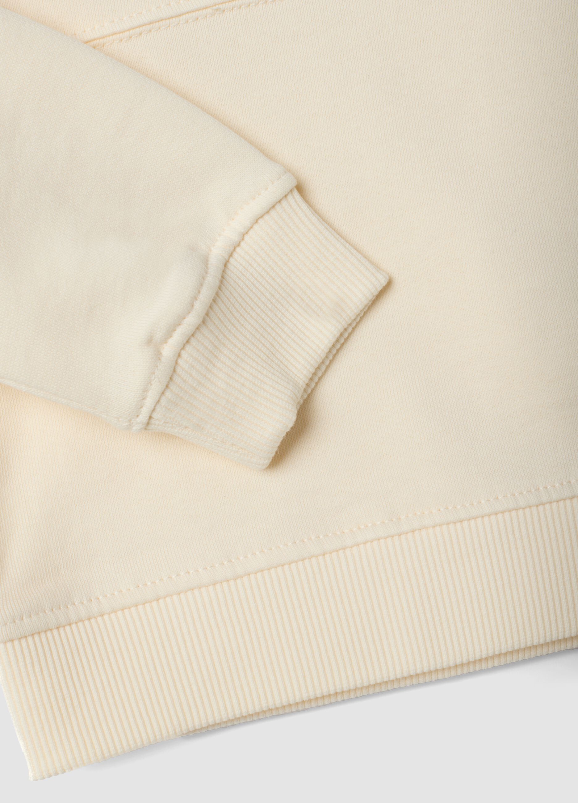 Felpa beige girocollo in puro cotone organico
