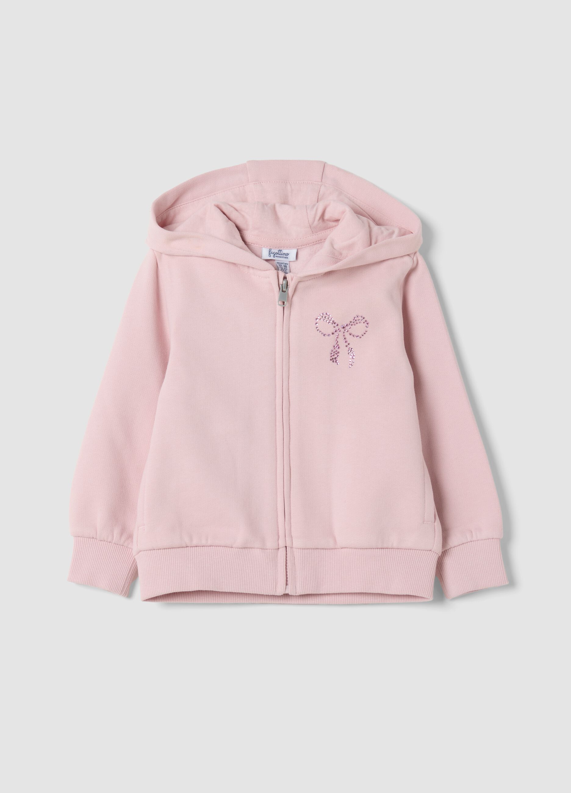 Light pink hooded sweatshirt in pure organic cotton