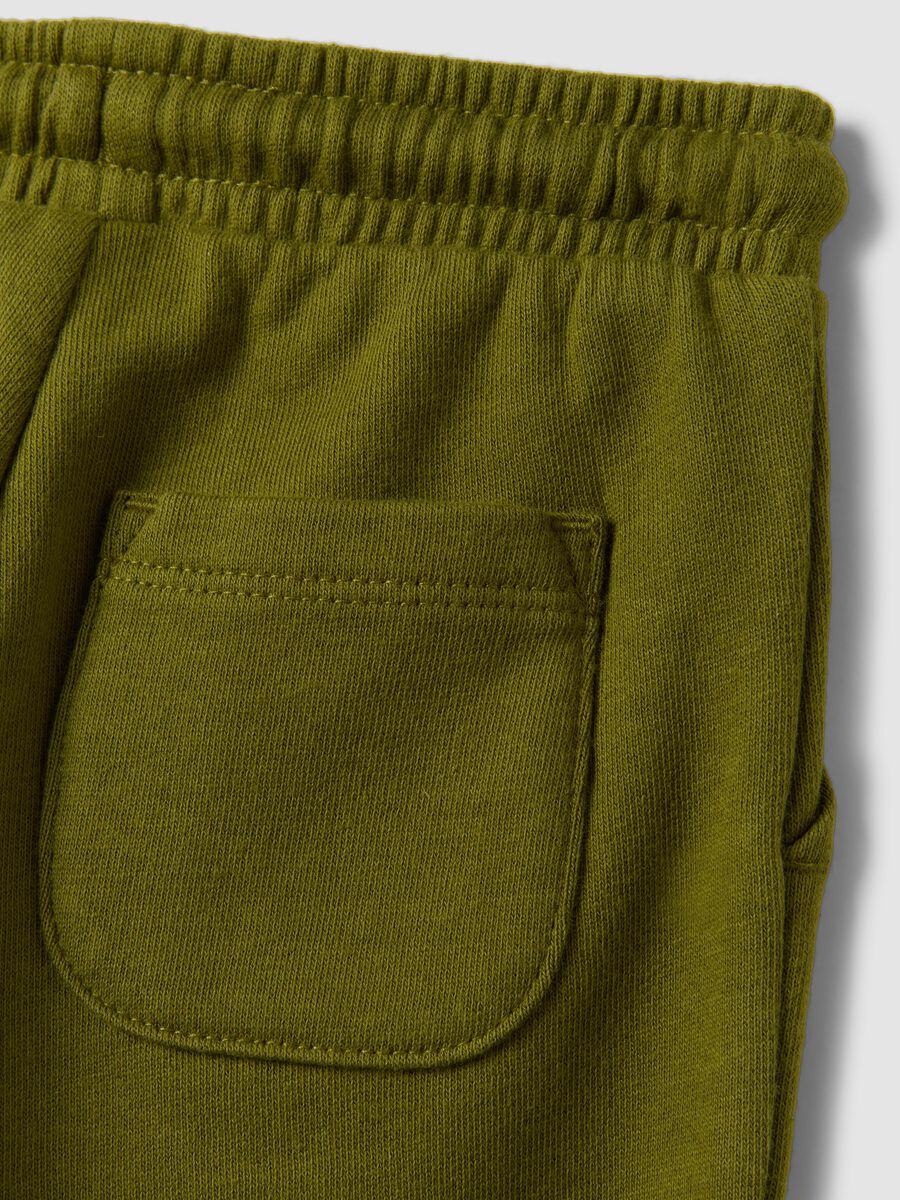 Green pure organic cotton joggers with drawstring for baby boy_3