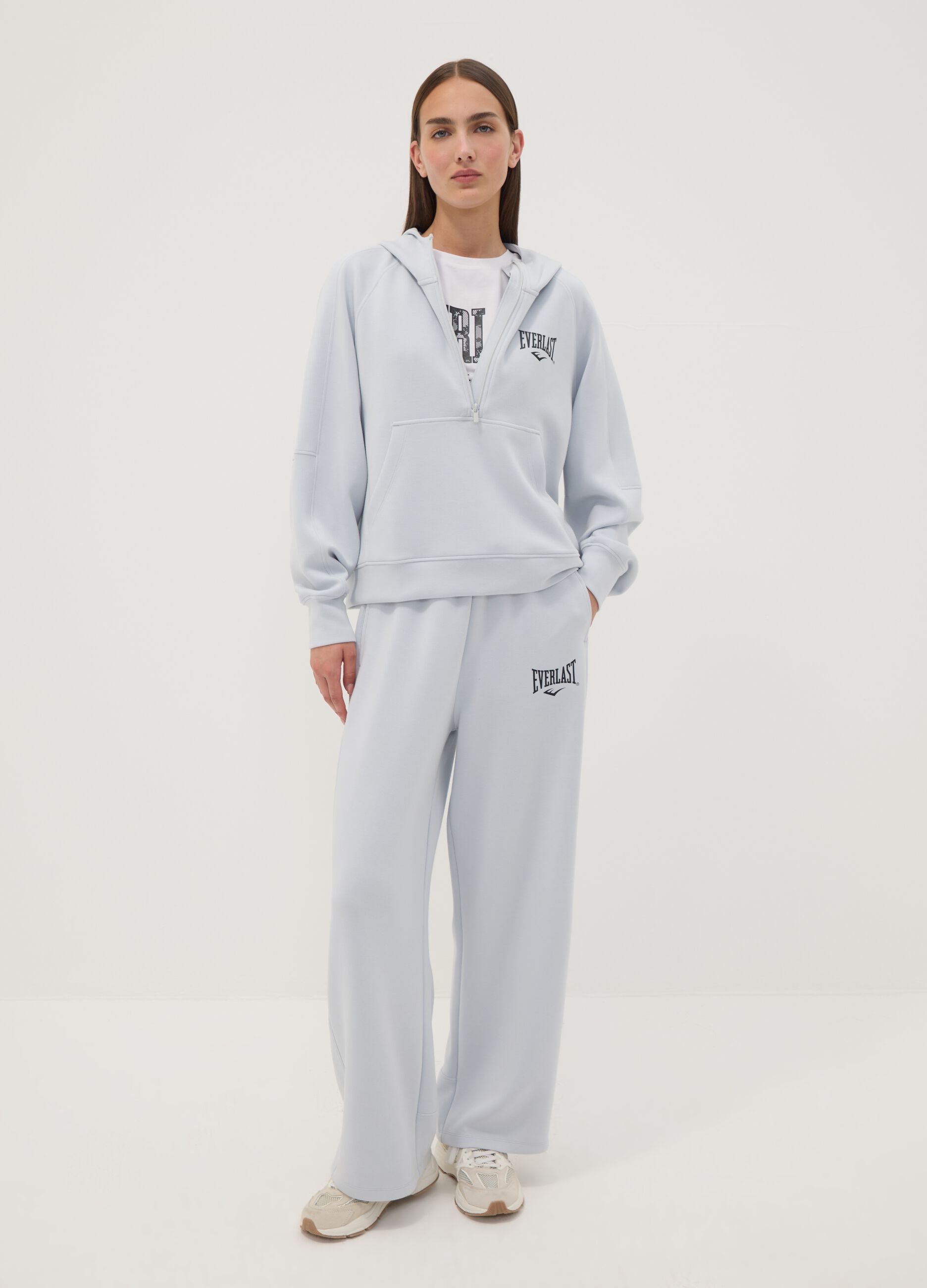 Grey regular-fit stretch viscose jersey trousers