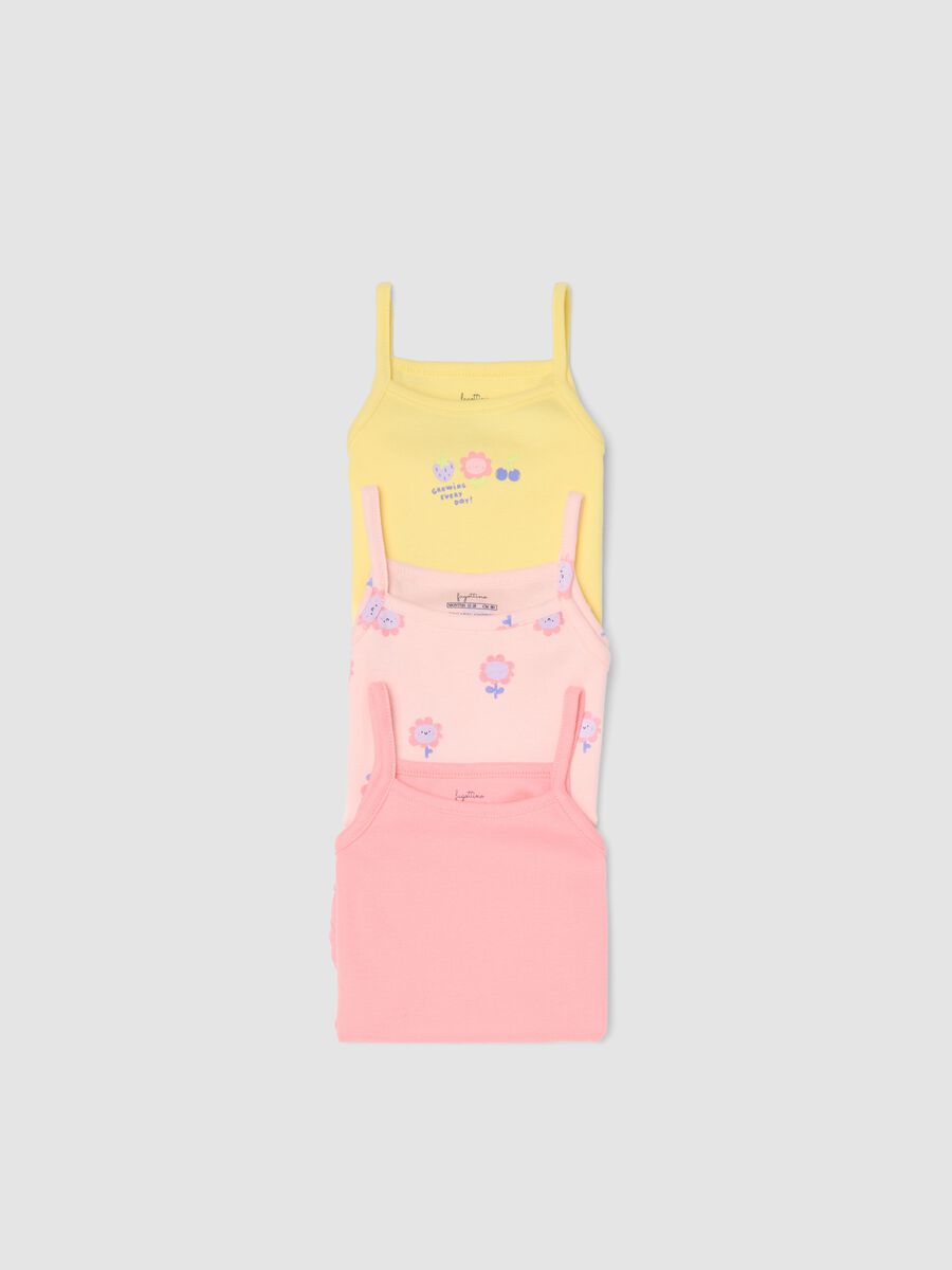 Sleeveless multicolour cotton bodysuit tripack for baby girls_3
