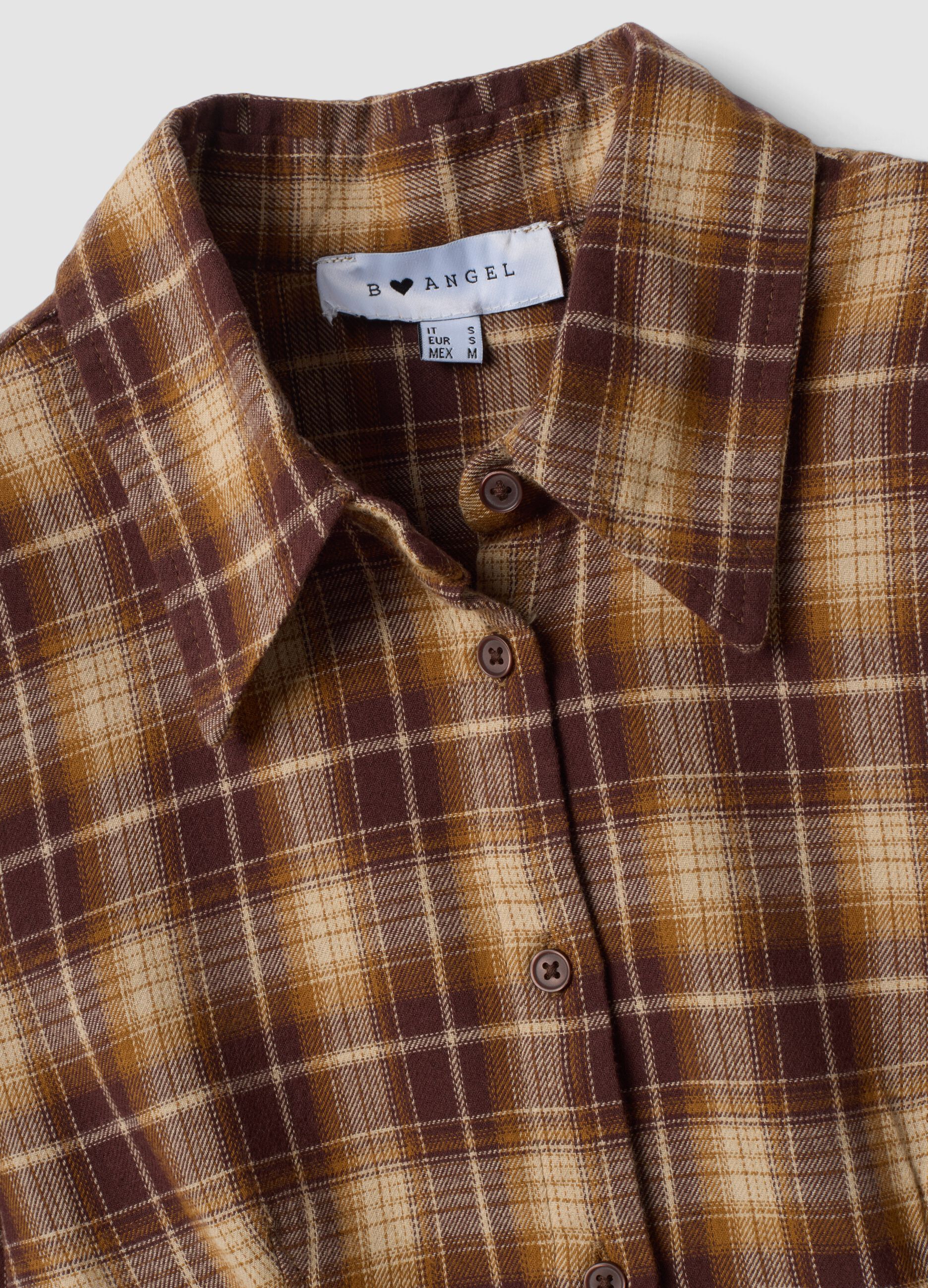 Brown checked pure cotton shirt