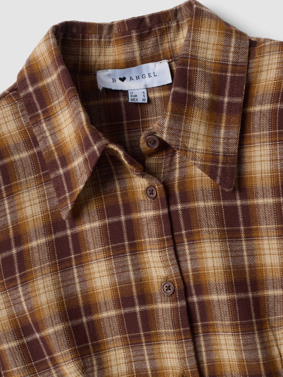 Brown checked pure cotton shirt_1