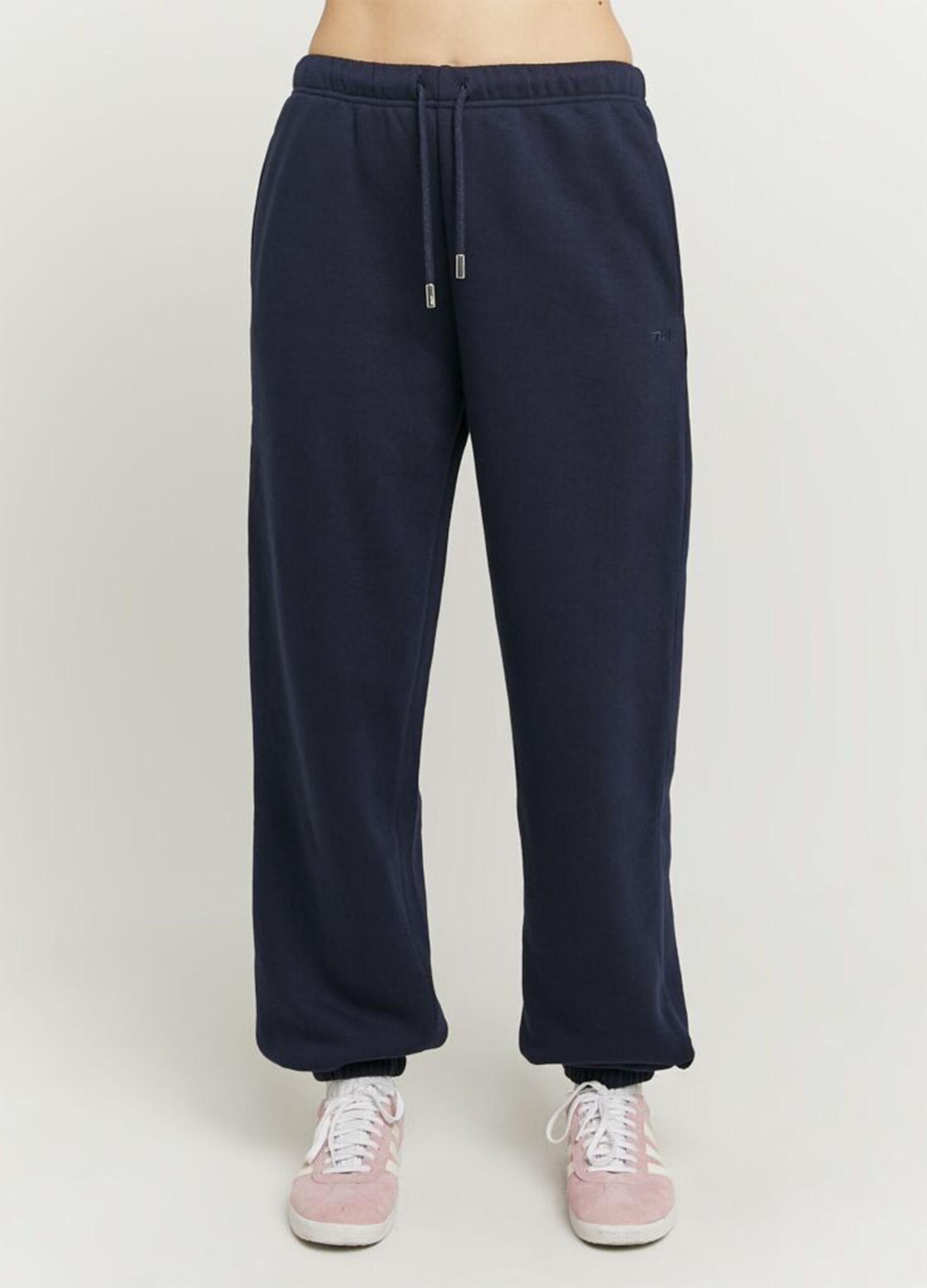 Blue cotton blend jogger trousers with regular fit