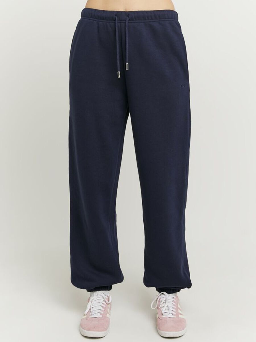 Blue cotton blend jogger trousers with regular fit_1