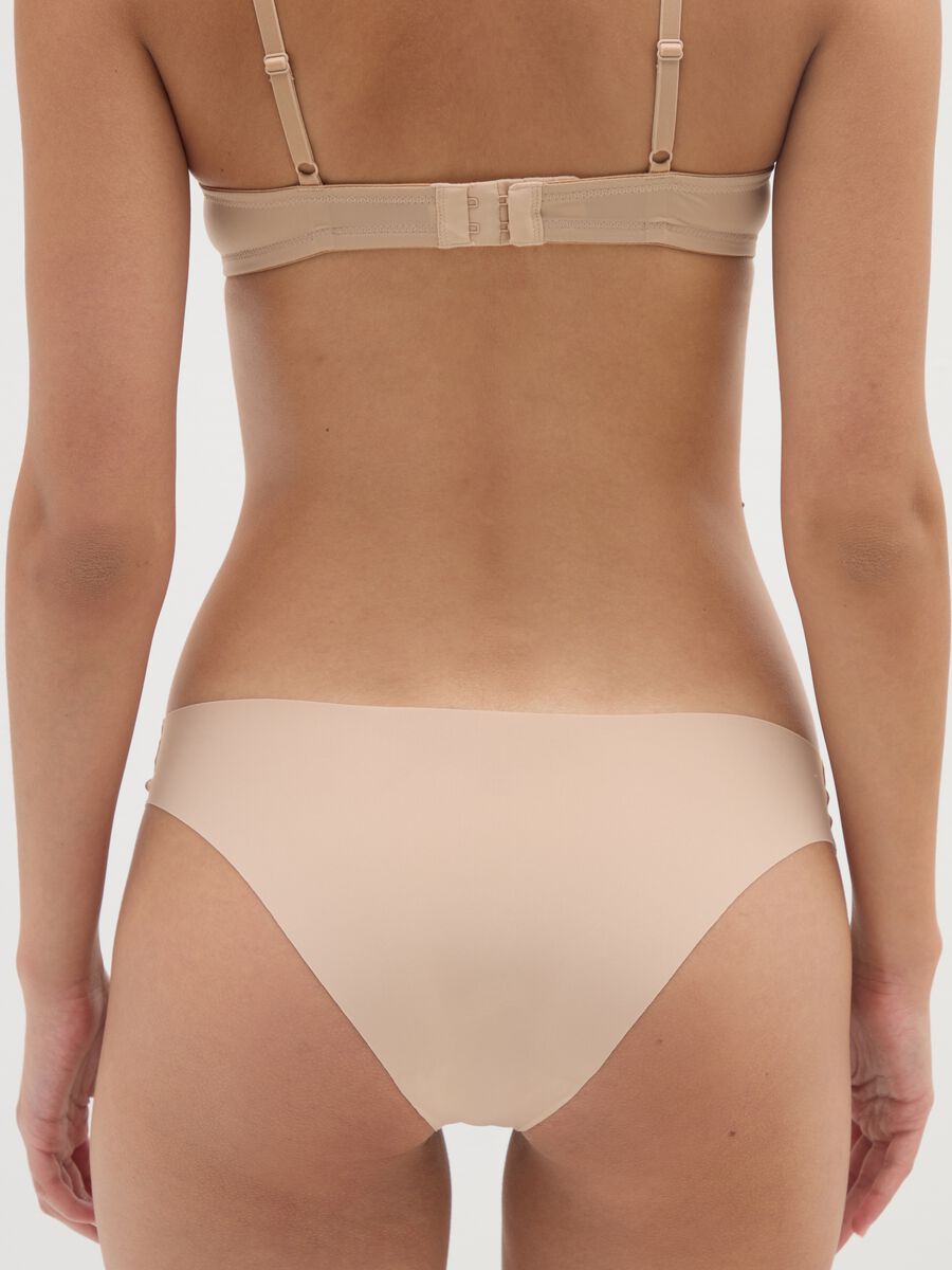 Regular fit beige stretch blend briefs_2
