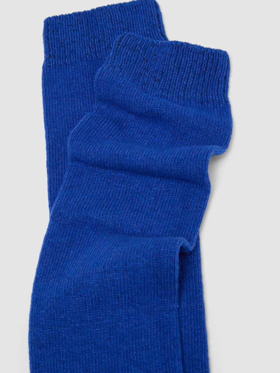 Royal blue long socks in wool, viscose and stretch cashmere_1