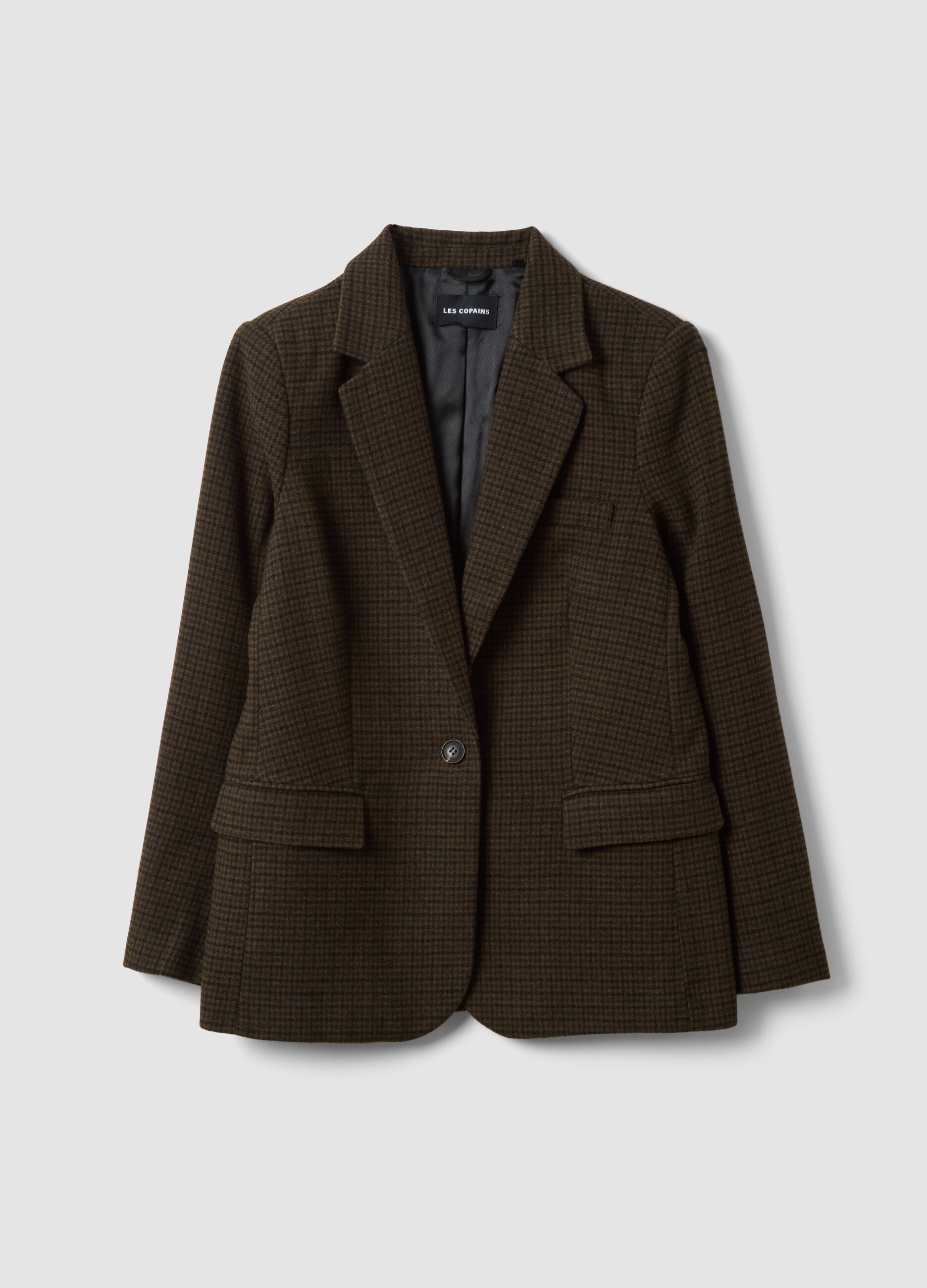 Brown wool-blend blazer with classic lapels