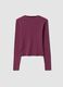 T-shirt viola in puro cotone a righe con girocollo_6