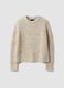 Maglione ecr&ugrave; in misto lana girocollo con fantasia over fit_0
