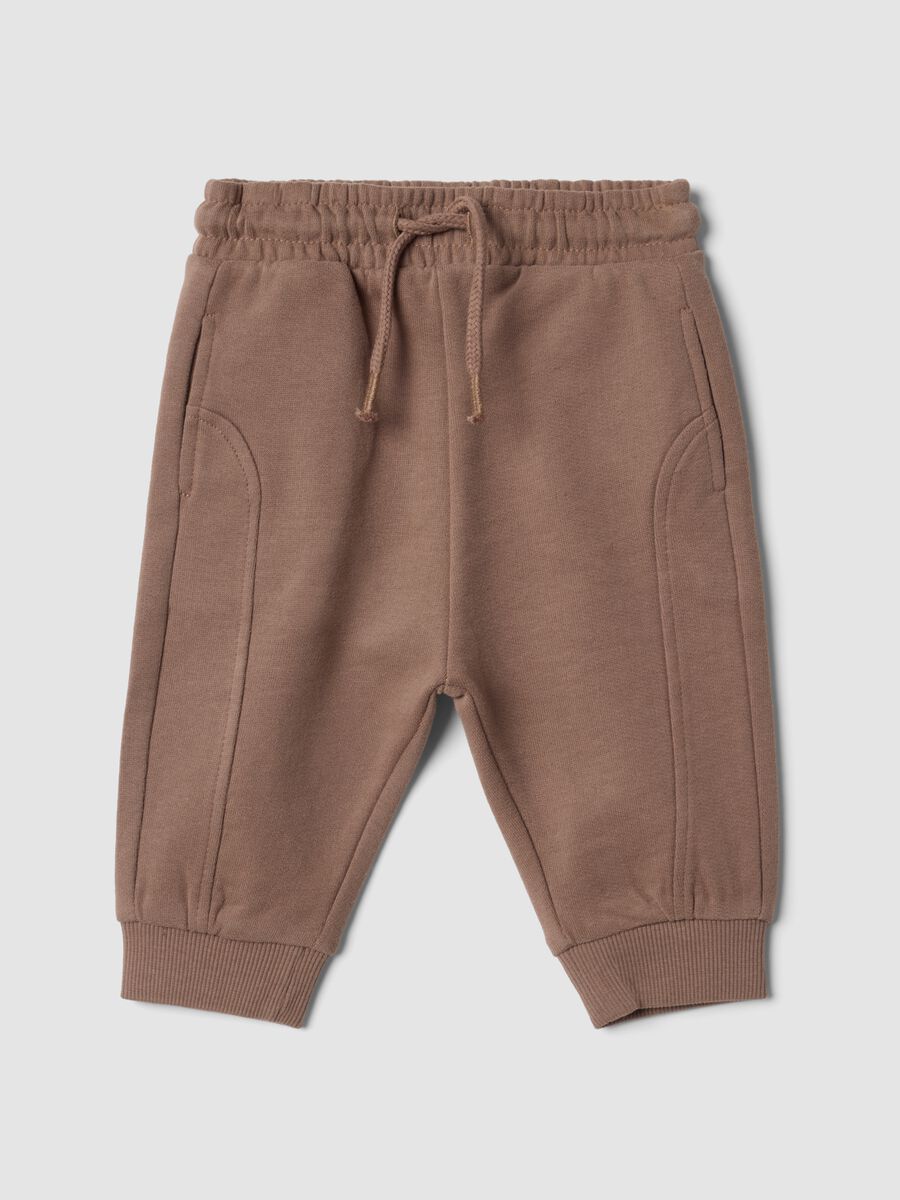 Brown organic cotton trousers with elasticated waist_0