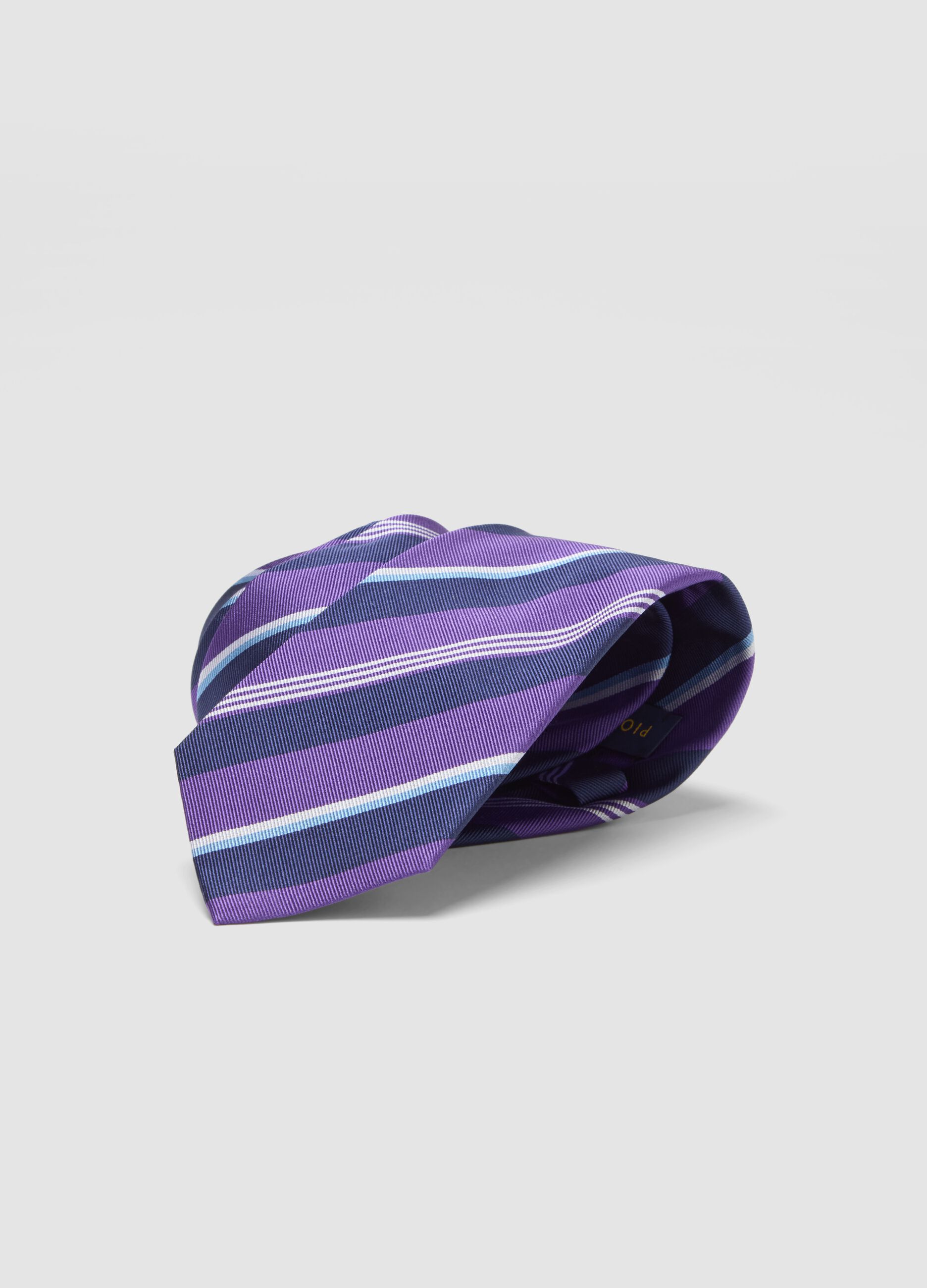 Cravatta viola a righe in pura seta