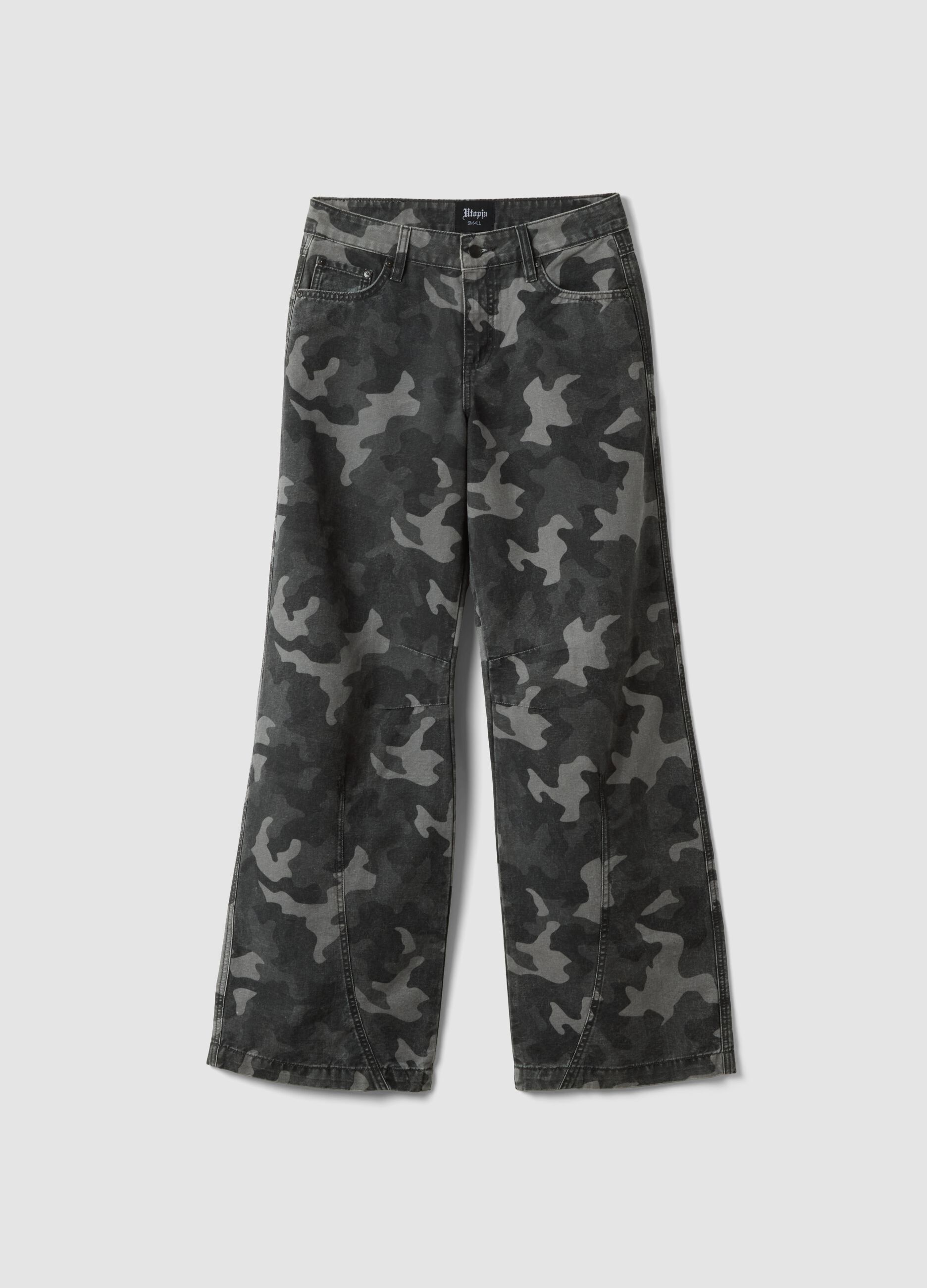 Wide Leg Denim Dark Camo