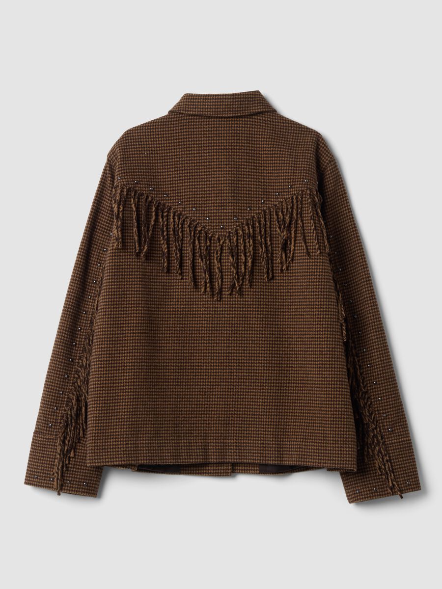 Brown wool-viscose blend blazer with applied fringes_6