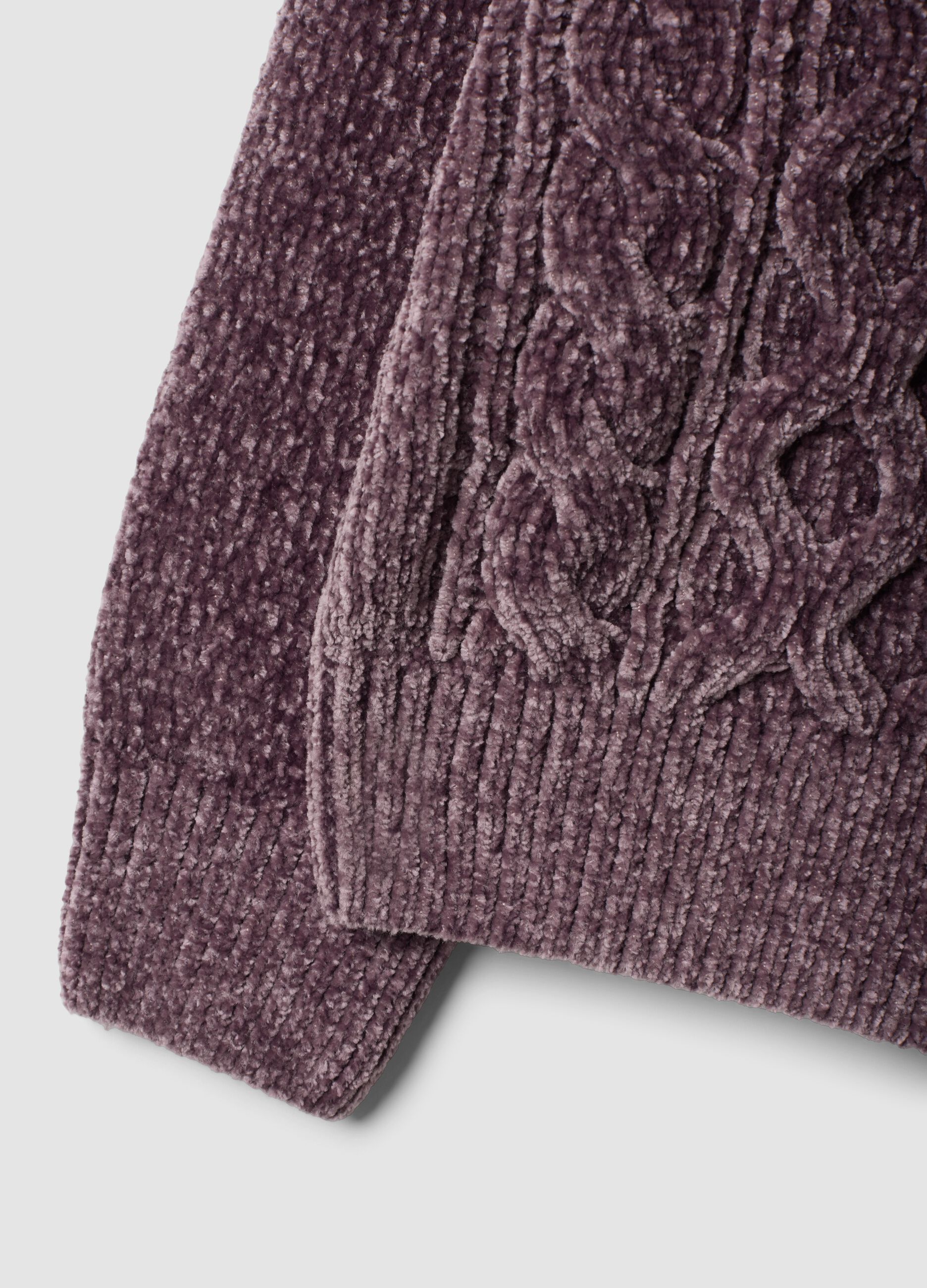 Plum purple crew-neck cable-knit jumper, regular fit