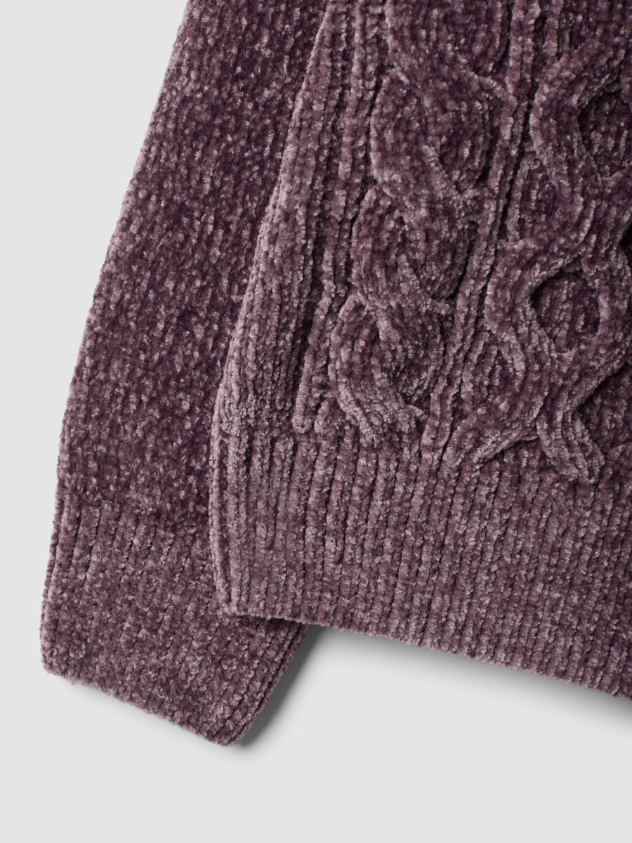 Plum purple crew-neck cable-knit jumper, regular fit_3