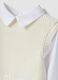 White cotton-blend top with built-in oversized shirt for girls_2