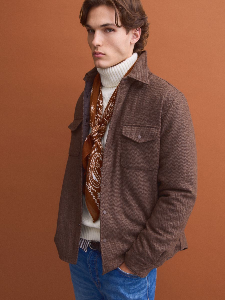 Brown wool-viscose blend shacket_1
