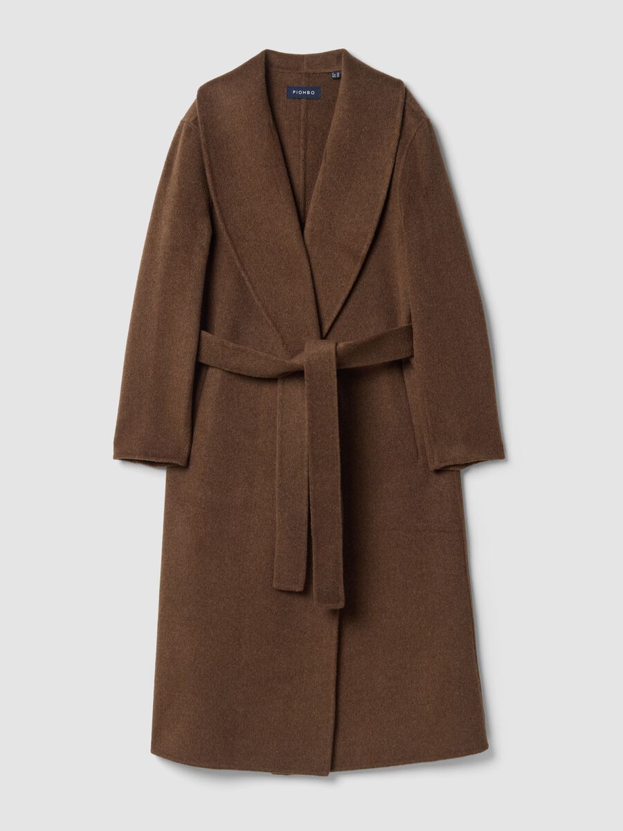 Cappotto lungo marrone in misto lana, cashmere e viscosa regular fit_0