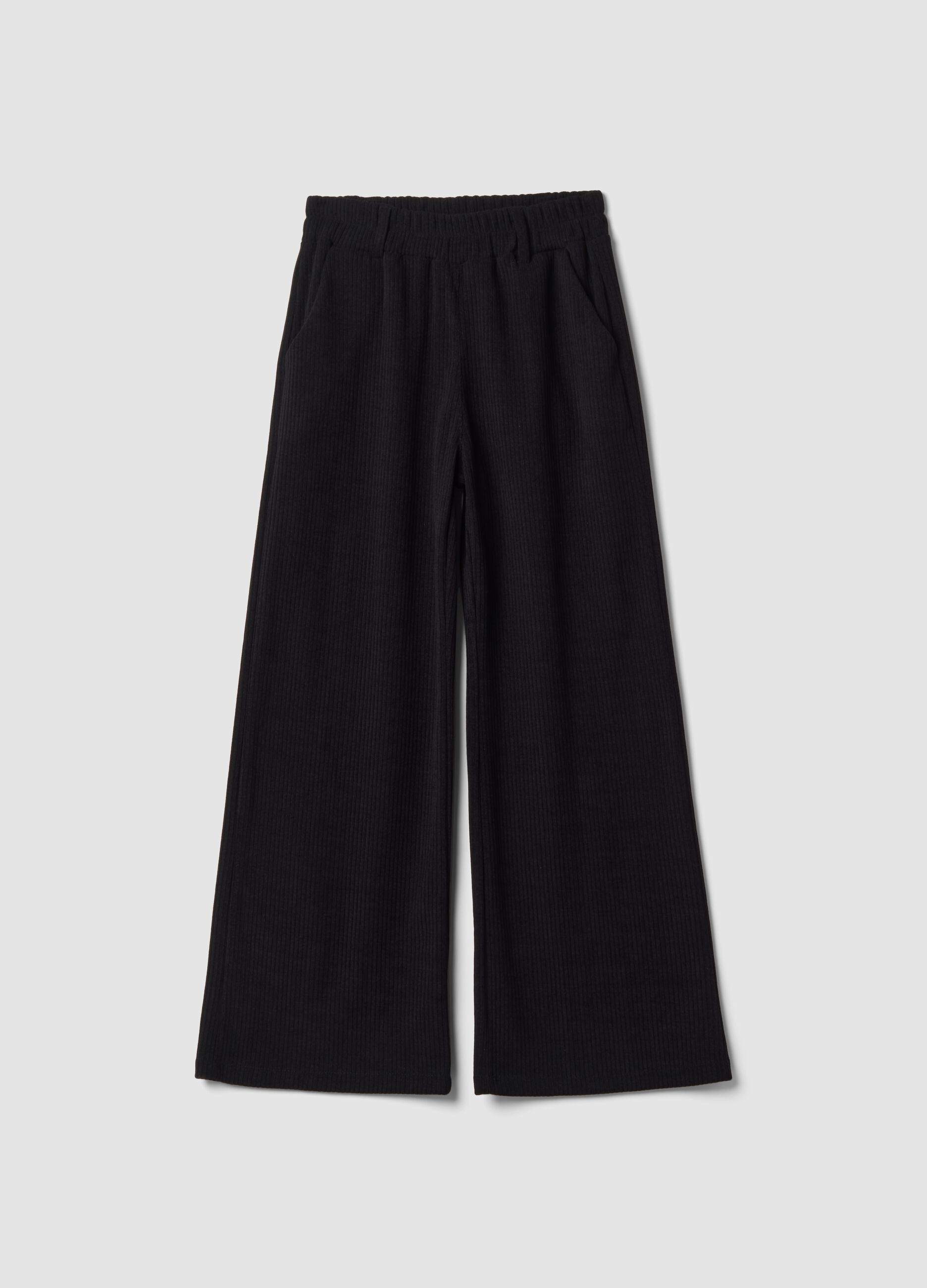 Pantaloni neri lunghi in tessuto elasticizzato regular fit