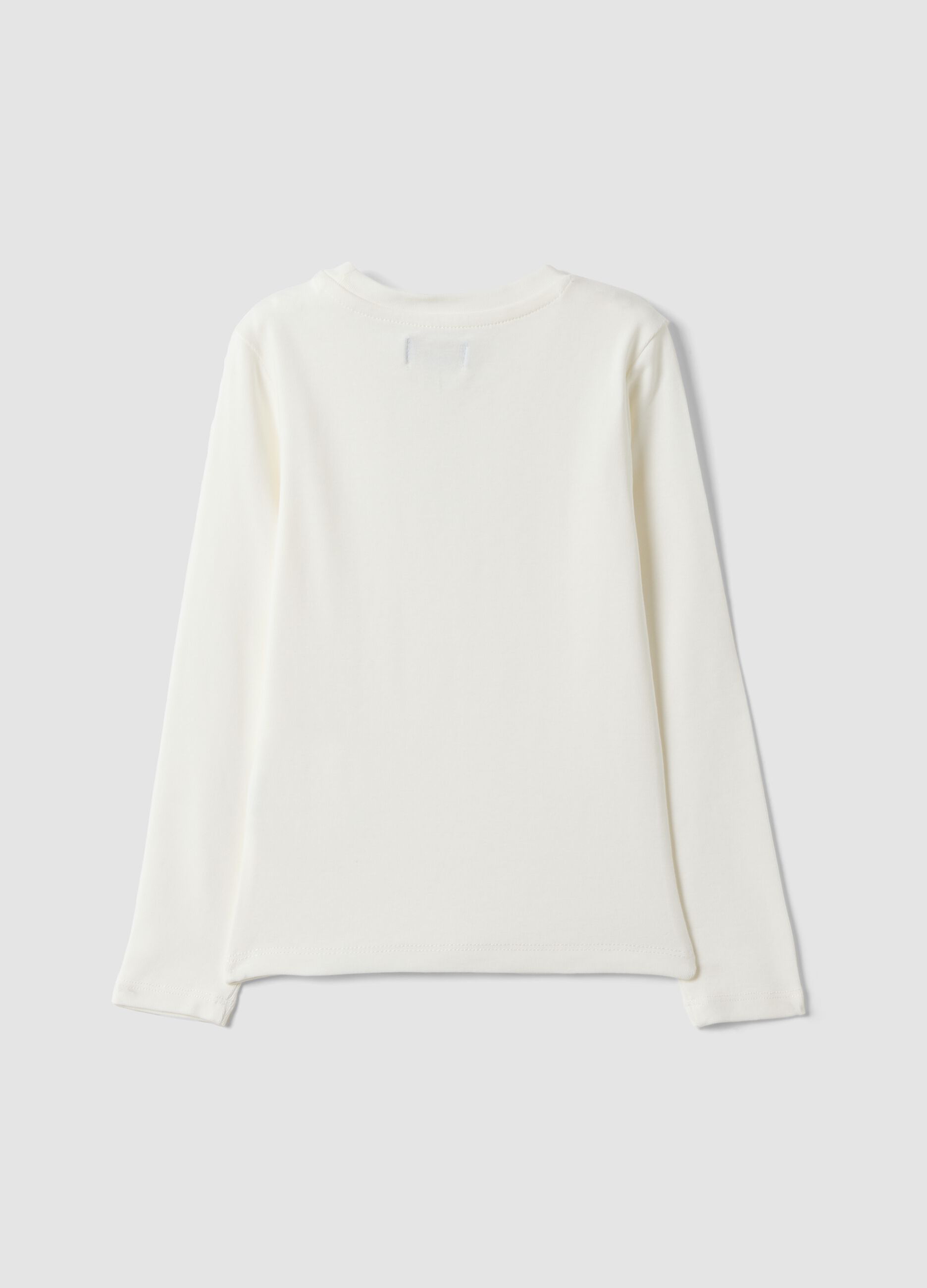 White stretch organic cotton printed T-shirt for girls