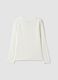 White stretch organic cotton printed T-shirt for girls_1