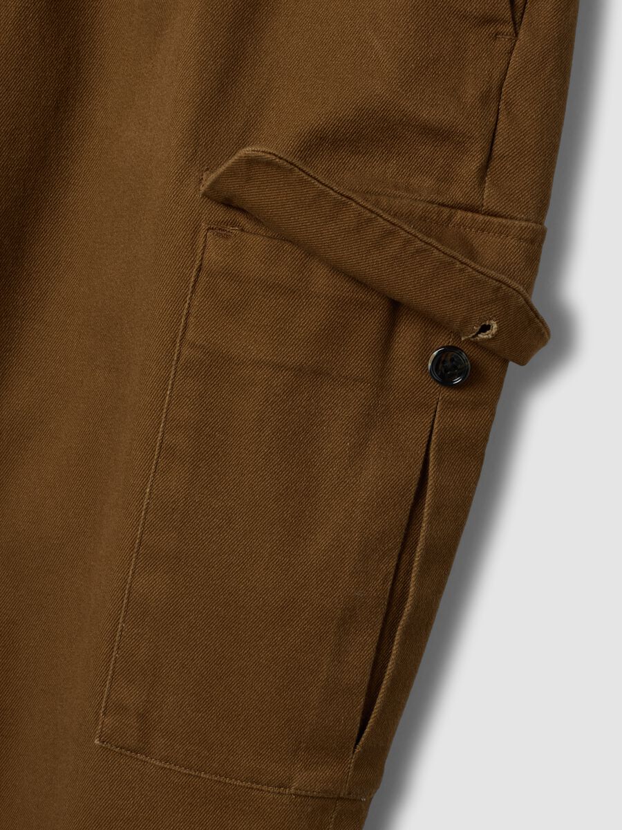Brown comfort-fit stretch cotton twill cargo trousers_5
