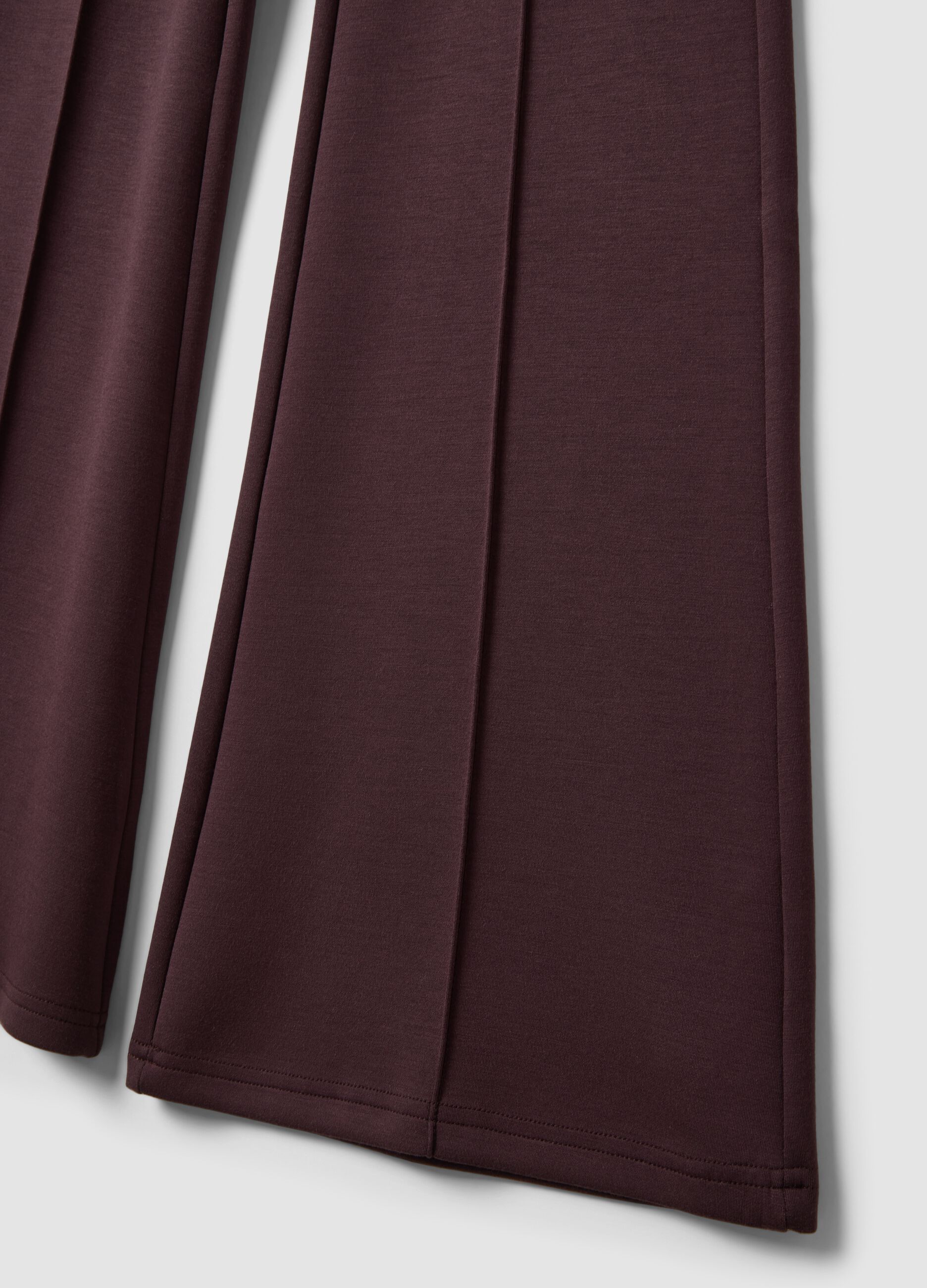 Purple flared trousers in stretch modal