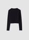 T-shirt nera in cotone organico elasticizzato con collo a costine_5