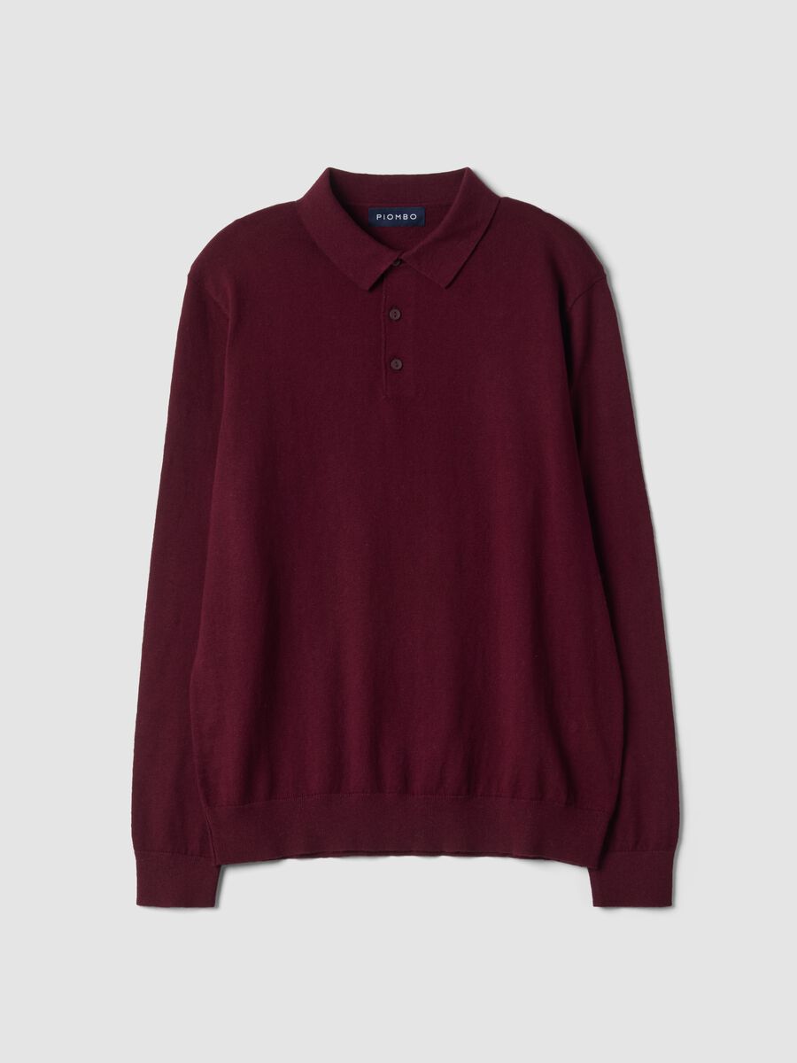 Polo rossa in misto cotone e cashmere a maniche lunghe regular fit_0