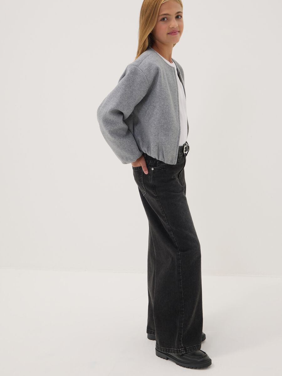 جينز أسود بقصّة واسعة (Wide Leg) من قطن 100% للبنات_0