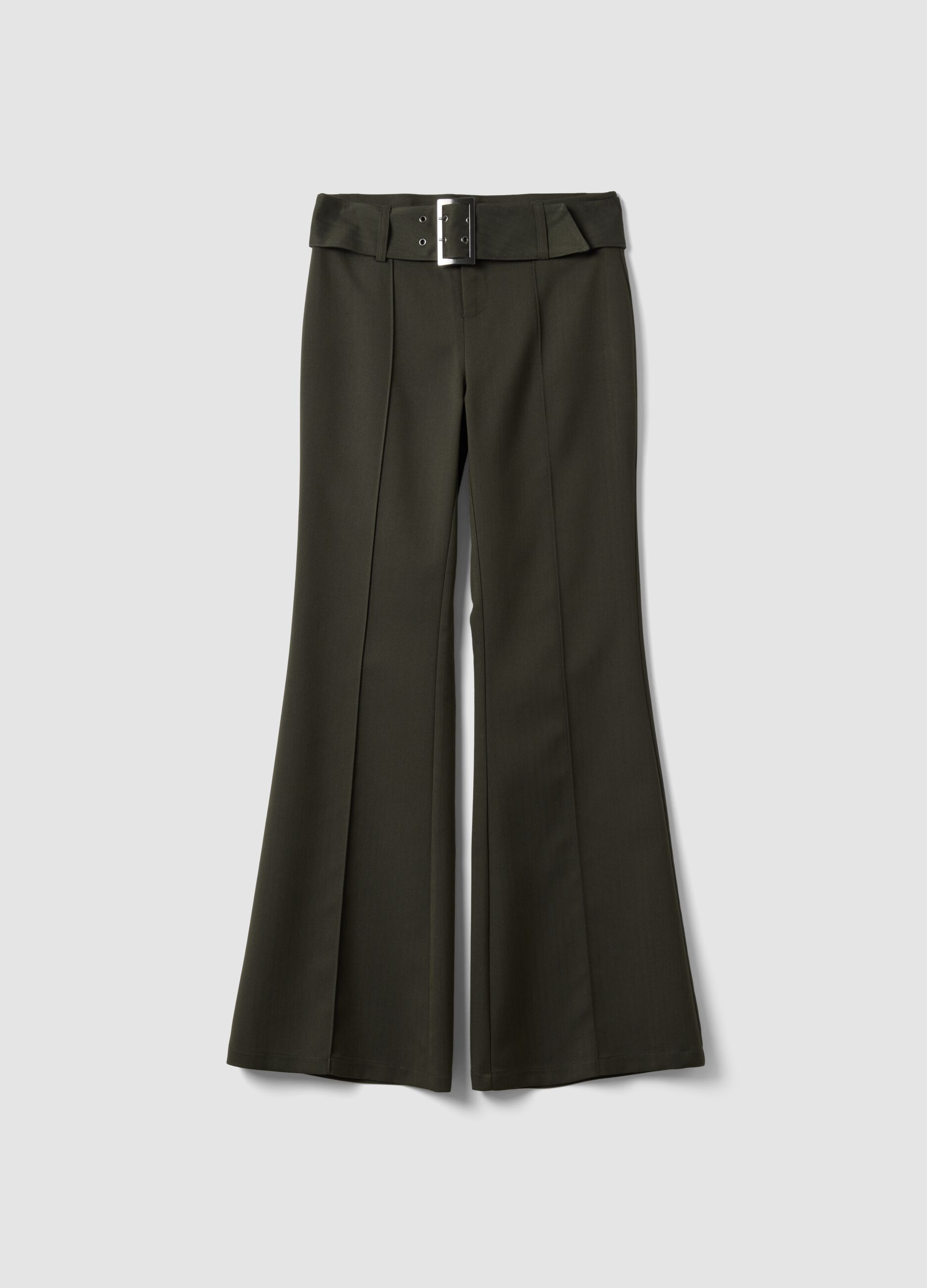 Green slim-fit stretch viscose trousers