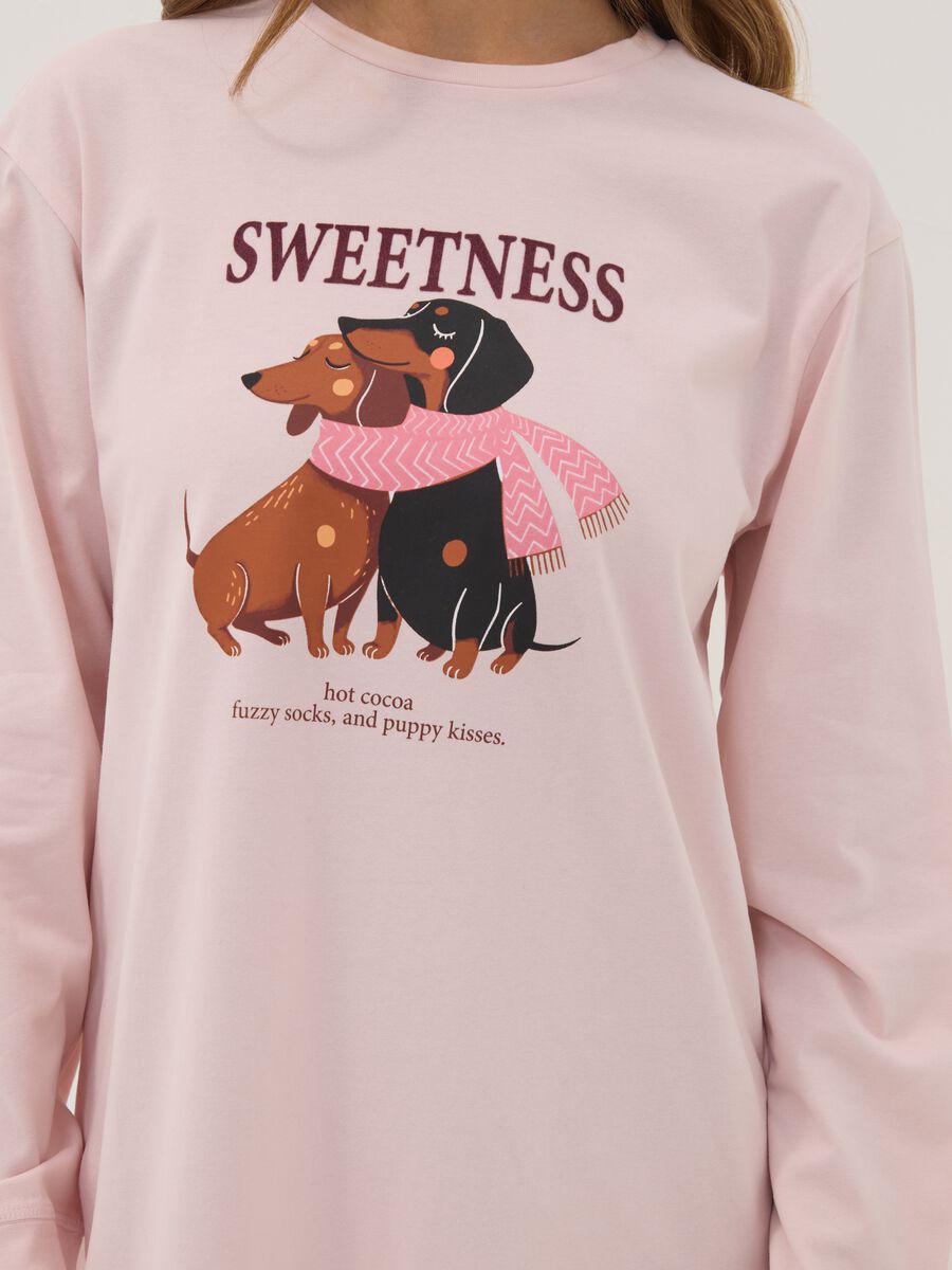 Pink organic cotton nightdress with crew neck_2