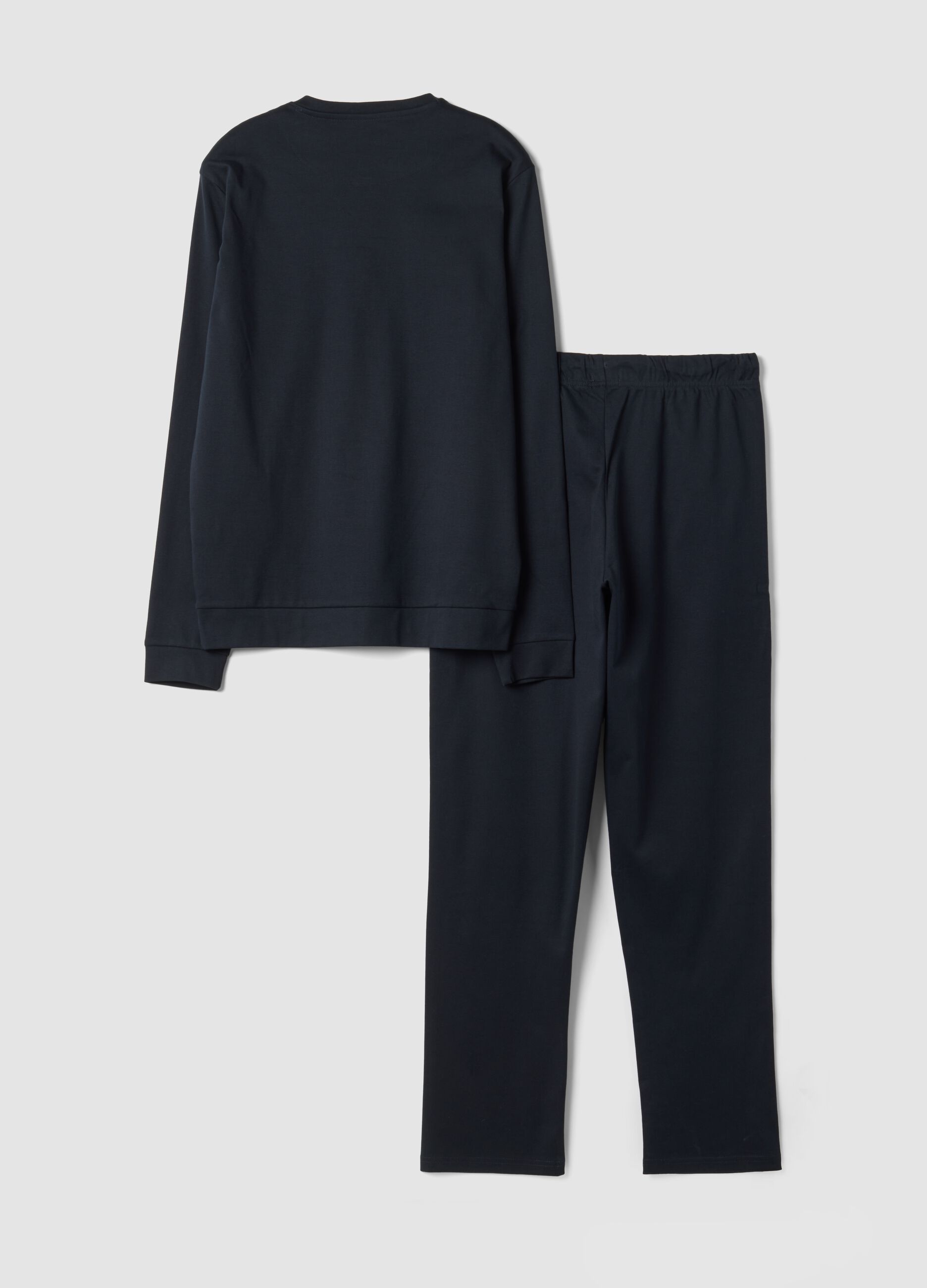 Blue pure organic cotton pyjamas with Henley collar