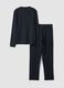 Blue pure organic cotton pyjamas with Henley collar_2