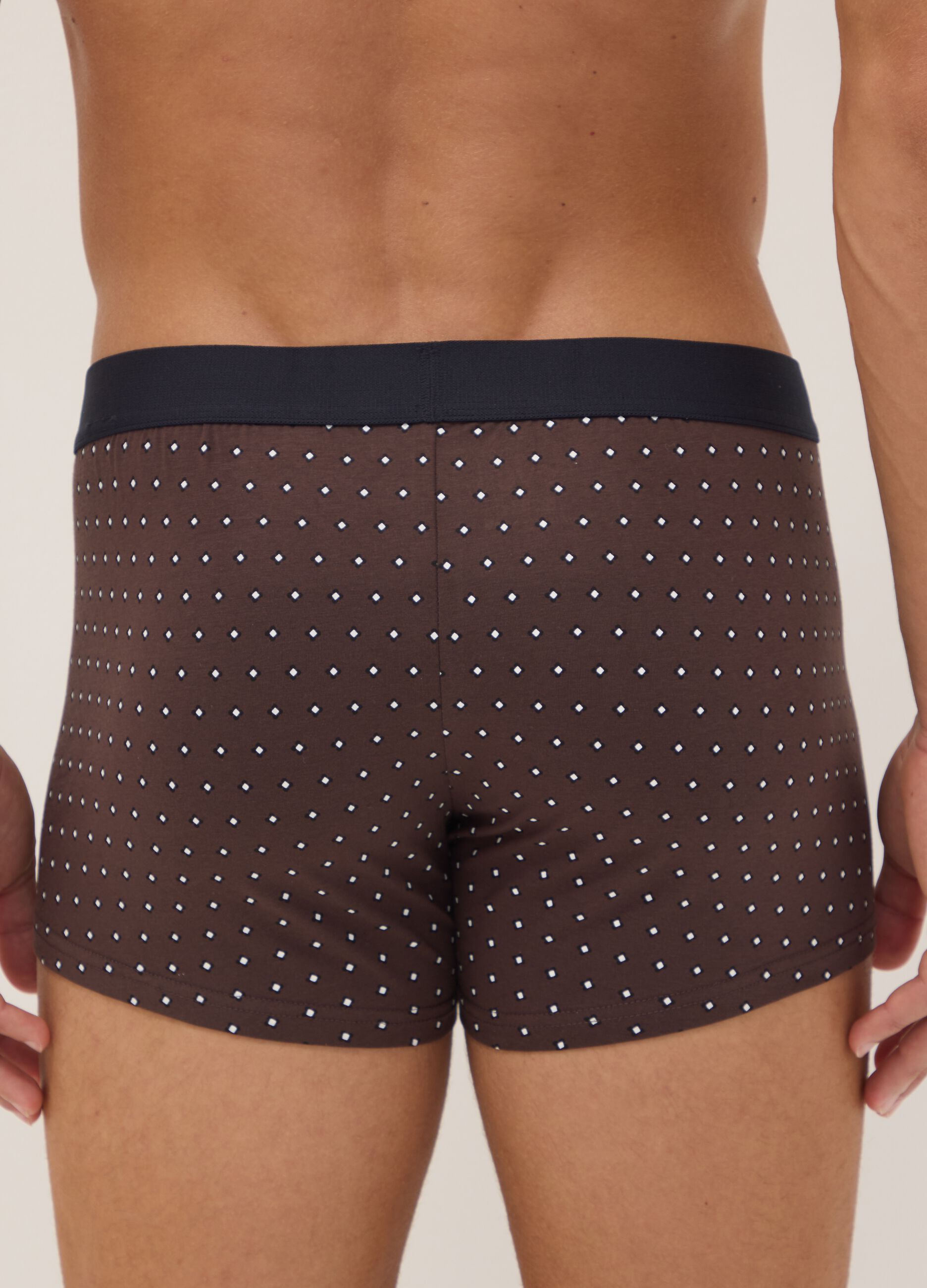 3-pack of brown stretch organic cotton polka-dot boxers