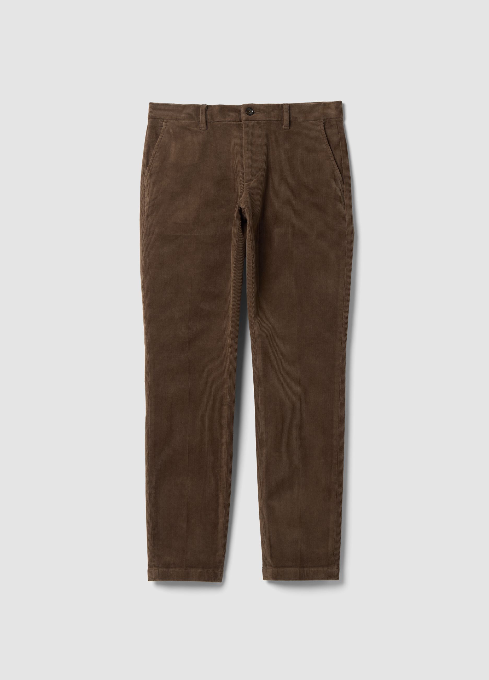 Pantaloni chino marroni in cotone elasticizzato slim fit