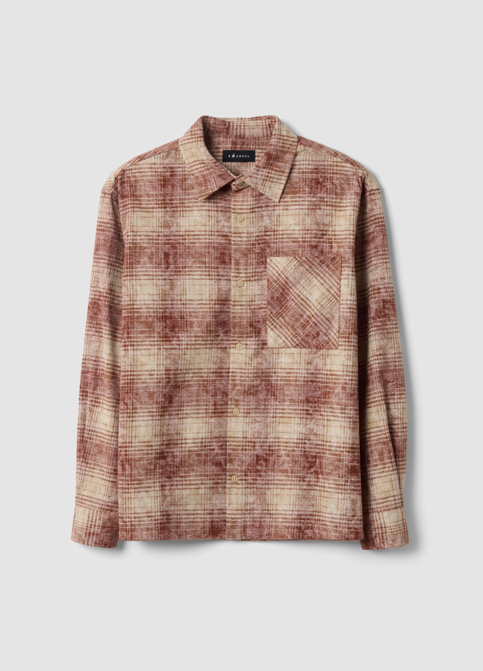 Camicia marrone a quadri in puro cotone
