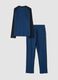 Pigiama blu navy in puro cotone organico con girocollo_2