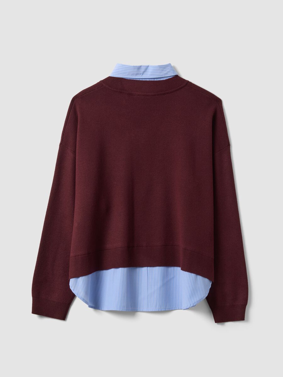Red viscose-blend top with layered look_2