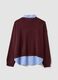 Red viscose-blend top with layered look_2