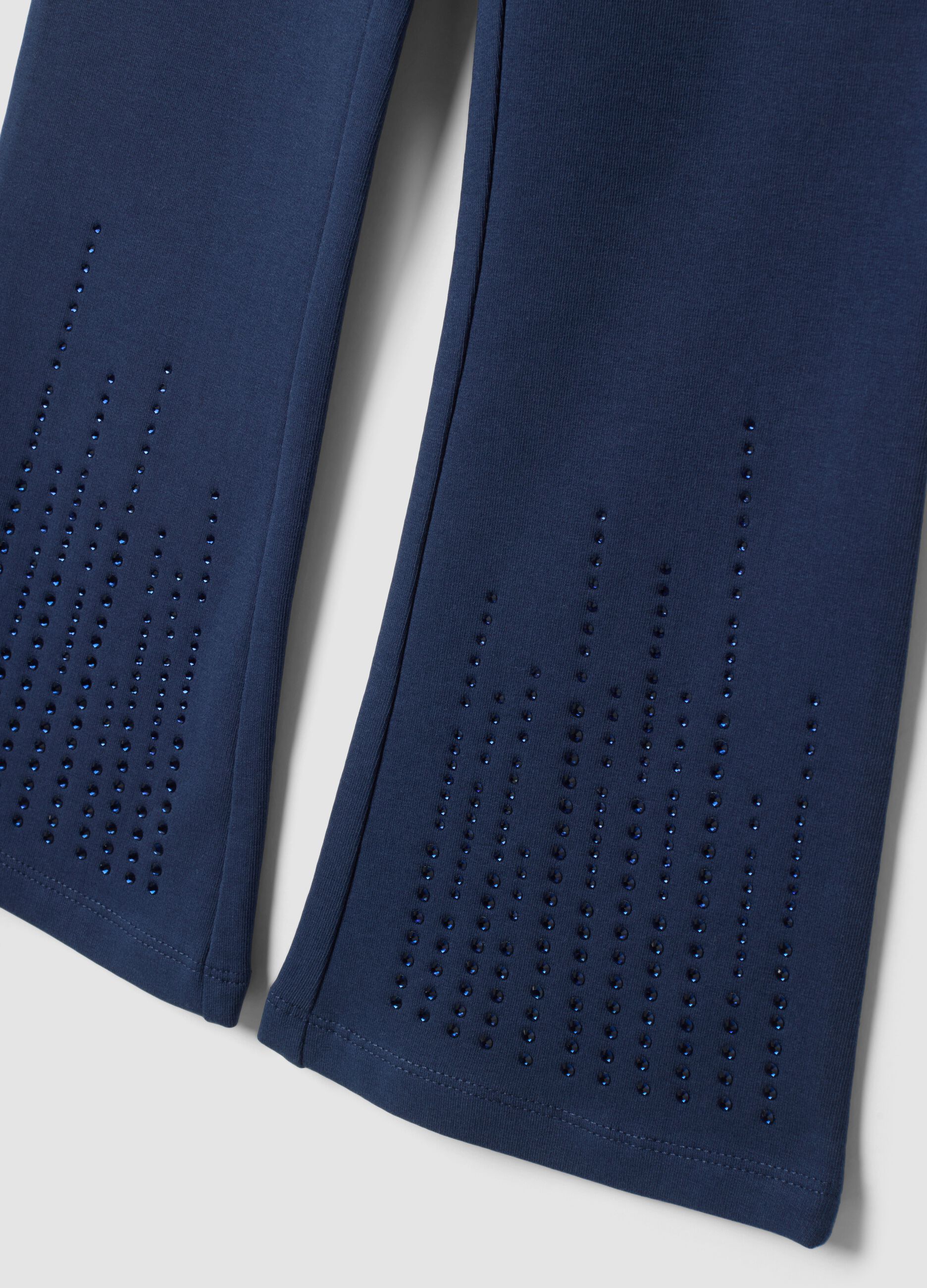 Blue flared leggings in stretch cotton