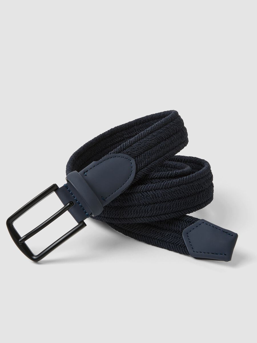 Blue braided belt with matte buckle_2