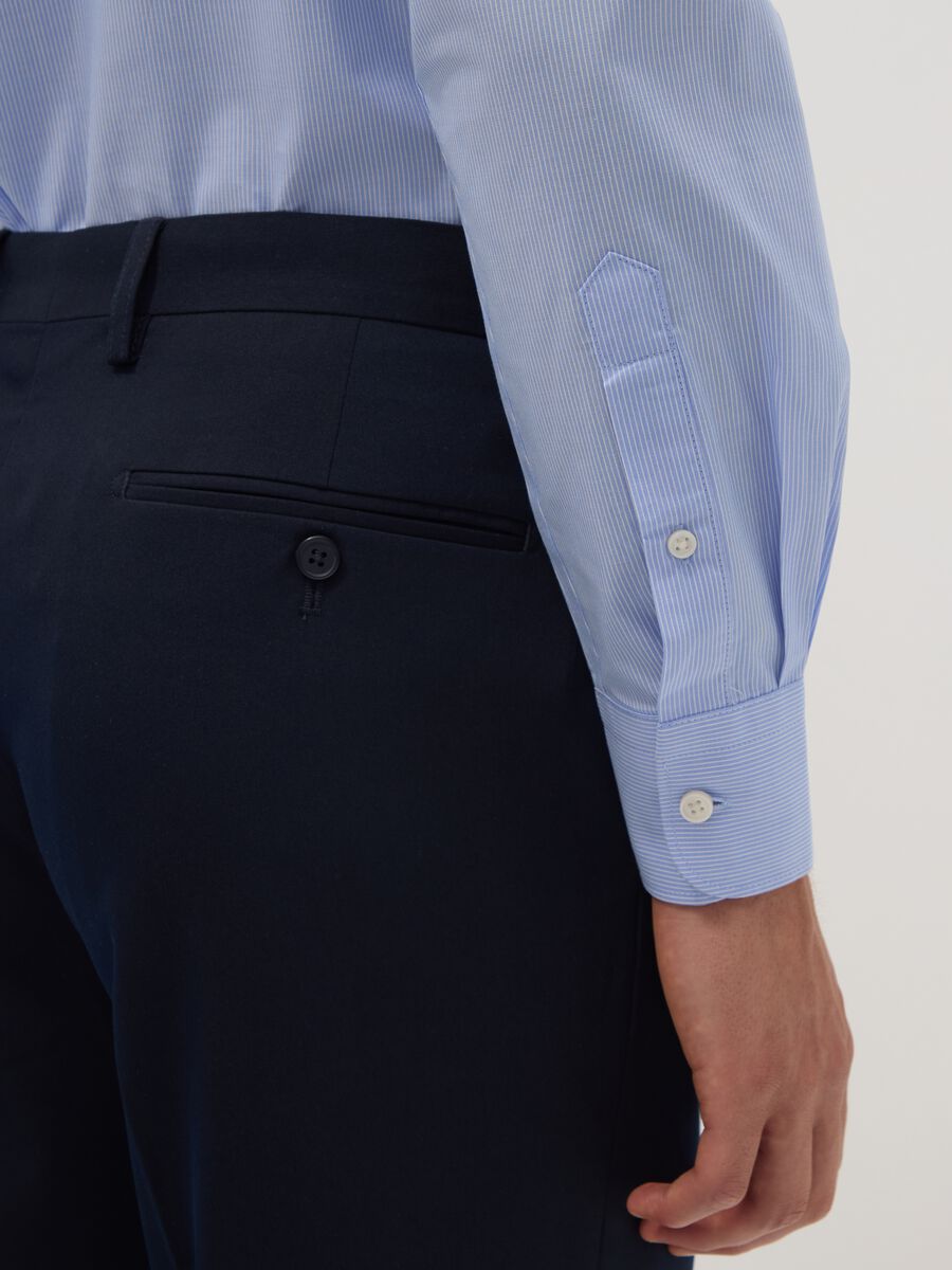 Light blue cotton-blend striped easy-iron shirt, regular fit_2