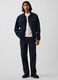 Pantaloni blu navy in puro cotone con tasche applicate_0