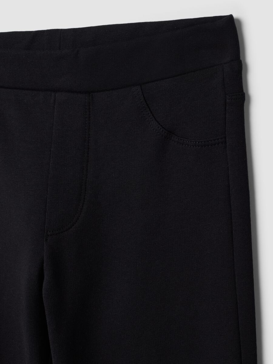 Girls' black slim-fit stretch organic cotton trousers_2